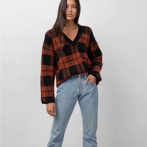 Rails Sweaters - NWT RAILS Colleen Sweater Rust Black Plaid